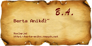 Berta Anikó névjegykártya